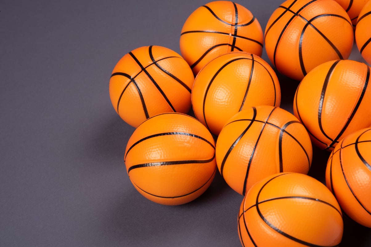 Basketballs on Grey Background